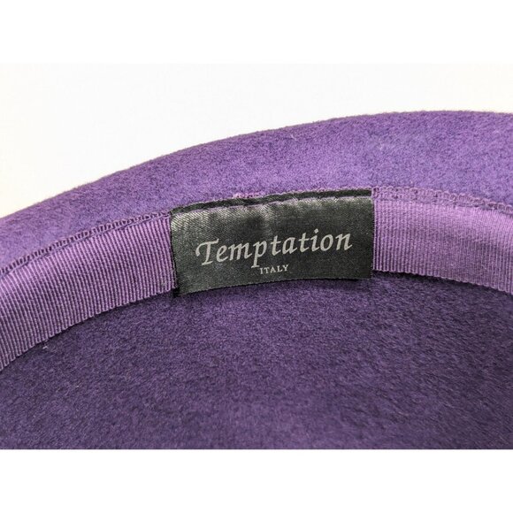 Deep Purple Wool fedora, TEMPTATION Italy purple wool fedora with flower made in - Picture 10 of 10